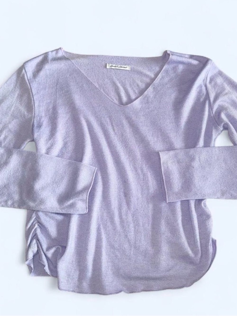 Light Lavender V-Neck Long Sleeve Top